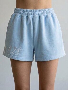 Mitch Flippo MFG Baby Blue "928" Embroidered Micro Sweat Shorts — Size Small